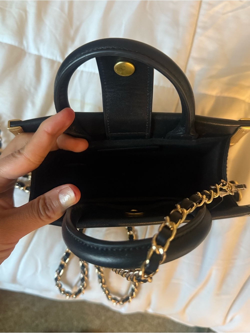Brandon Blackwood Black & Gold Bamboo Tote / Crossbody Bag ✨ - Picture 4 of 8